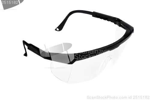 Image of Plastic safety goggles on white background 