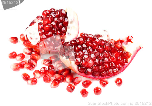 Image of Pomegranate  sliced  isolated on white background 