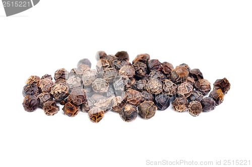 Image of black pepper macro as isolation on white background 