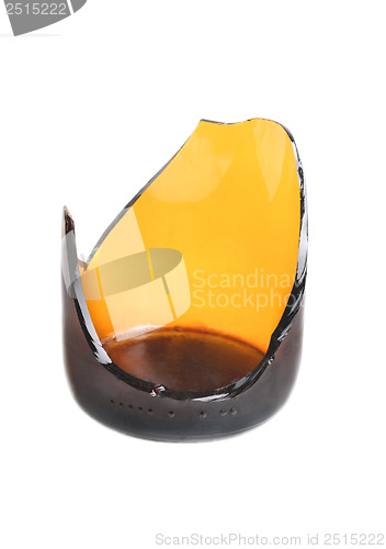 Image of Shattered brown bottle isolated on the white background 