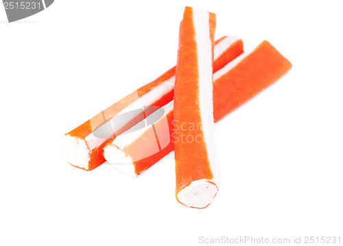 Image of crab stick closeup isolated on white background 