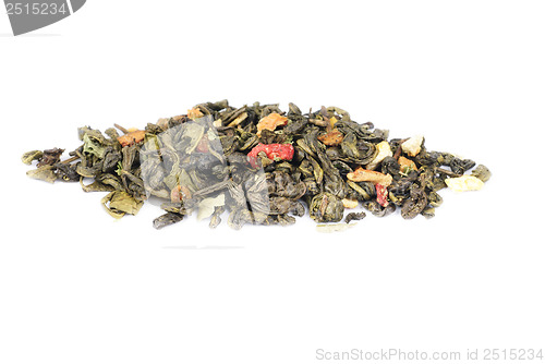 Image of Some green tea with strawberry and  citrus fruit
