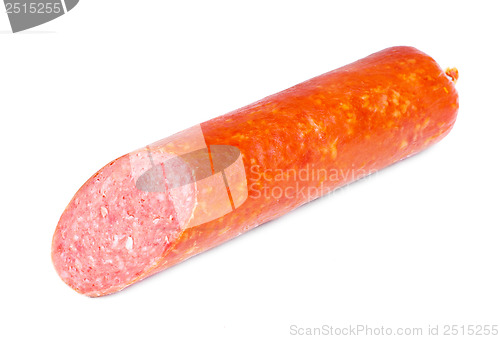 Image of one salami sausage  on  white  