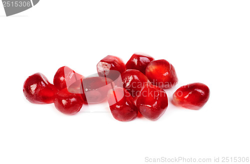 Image of garnet seeds isolated on white background 