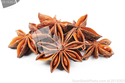 Image of Some fresh anise-star, nature spice isolated on white background