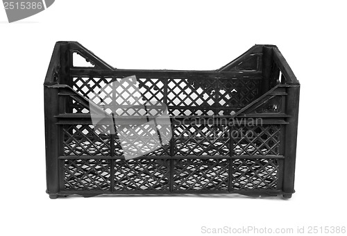 Image of Black plastic crate isolated on white background