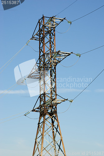 Image of High- voltage tower sky background. 