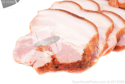 Image of Bacon sliced isolated on a white background 