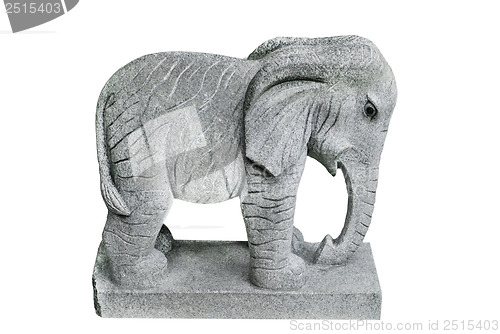 Image of gray stone elephant statue isolated  on  white