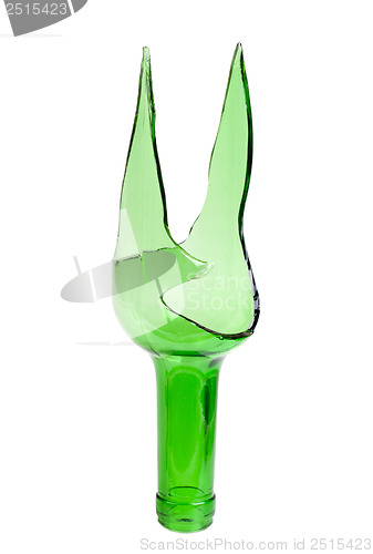 Image of Waste glass.Recycled.Shattered green bottle 