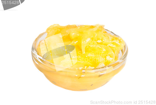 Image of honey in glass  isolated on white