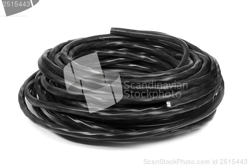 Image of black electrical cable isolated on white background   