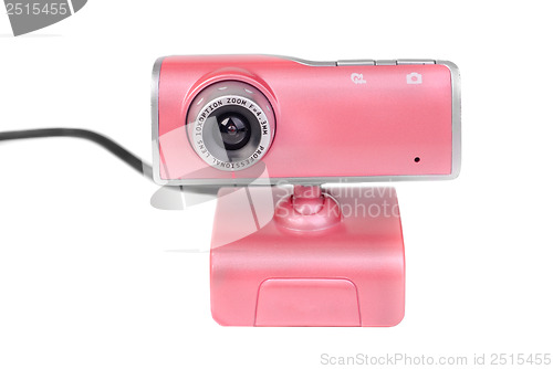 Image of Pink web camera isolated on white background