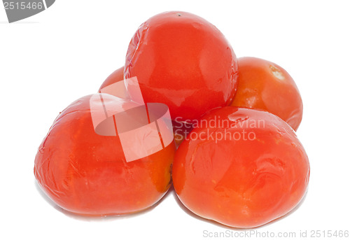 Image of marinated tomatoes isolated on white background 