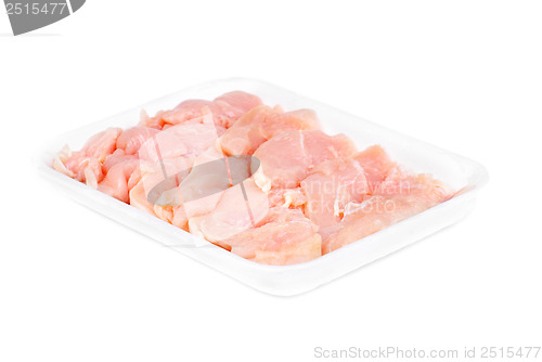 Image of chicken meat sliced  isolated  on  white background