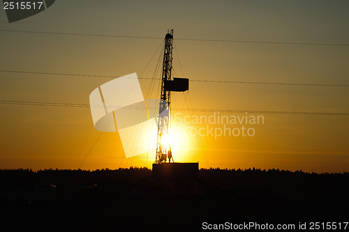 Image of Installation workover in the position,Evening. Sunset