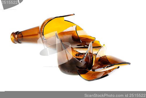 Image of Waste glass.Recycled.Shattered brown bottle