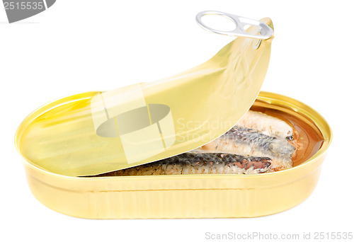 Image of can of sardines in oil isolated on white 