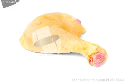 Image of Raw chicken leg isolated on white background 