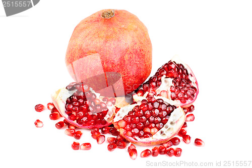 Image of Pomegranate and slice isolated on white background 