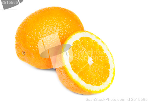 Image of One and half oranges isolated on white