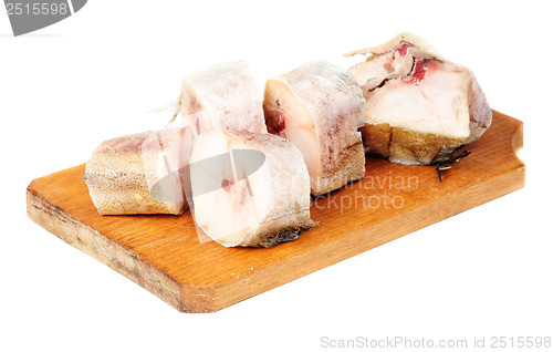 Image of Fresh pollock slice isolated over white background 