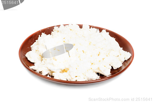 Image of cheese from cow's milk in a bowl  isolated on  white