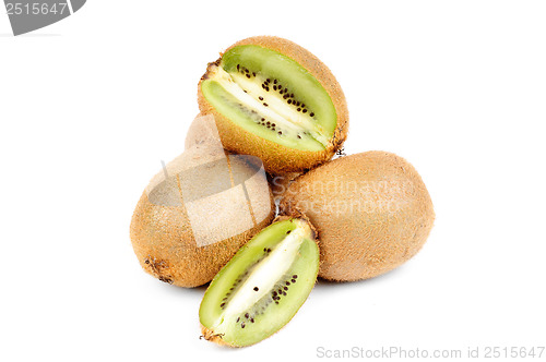 Image of whole and sliced  kiwi  isolation  on  white background