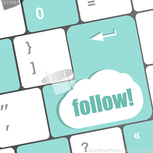 Image of Social media or social network concept: Keyboard with follow button