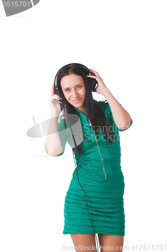 Image of Woman with headphones listening music