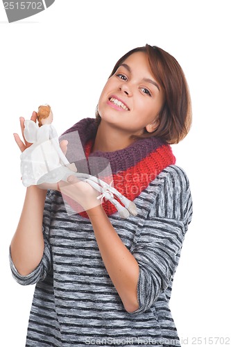 Image of Teenage girl with nice puppet