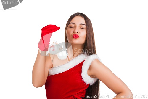 Image of Beautiful girl in santa costume