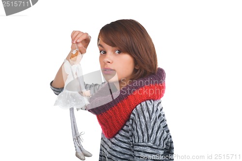 Image of Teenage girl with nice puppet