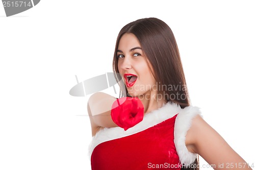 Image of Beautiful girl in santa costume