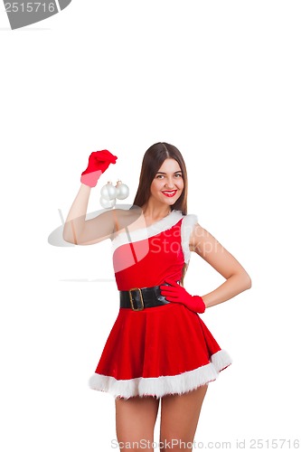Image of Beautiful girl in santa costume