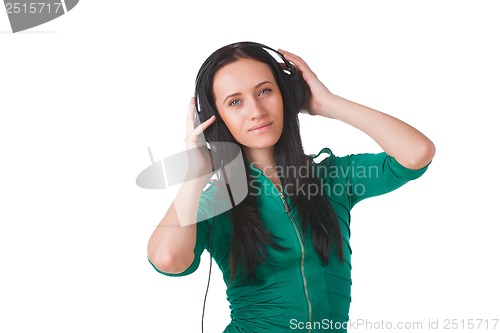 Image of Woman with headphones listening music