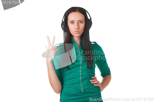 Image of Woman with headphones listening music