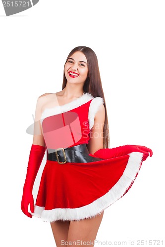 Image of Beautiful girl in santa costume