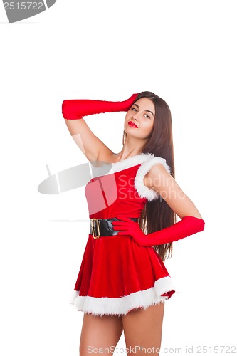 Image of Beautiful girl in santa costume
