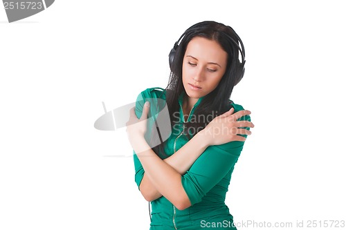 Image of Woman with headphones listening music