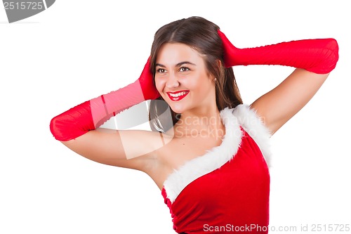 Image of Beautiful girl in santa costume