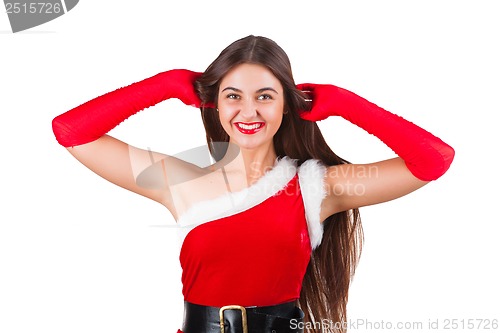 Image of Beautiful girl in santa costume
