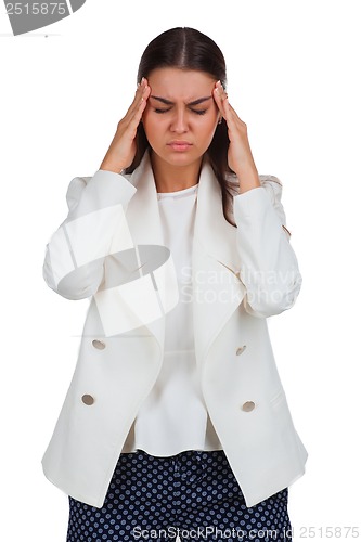 Image of Beautiful young woman with headache