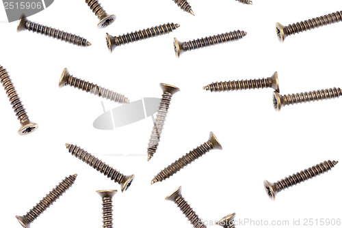 Image of Brass screws on a white  as fine background 