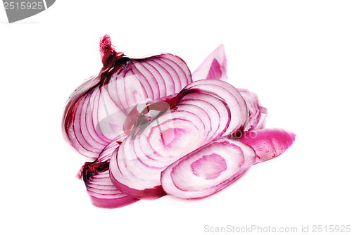 Image of Sliced purple onions isolated on the white background 