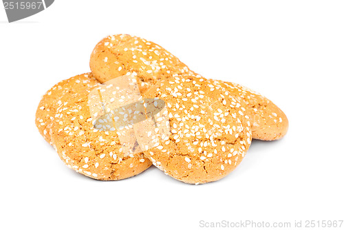 Image of oatmeal cookies with sesame seeds isolated on  white