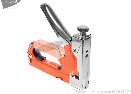 Image of Red construction stapler isolated on white. 