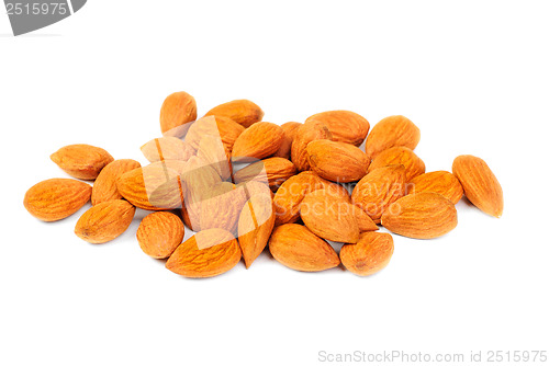 Image of Dried almonds  isolated on a white background 