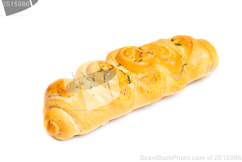 Image of Garlic bread roll isolated on a white background. 