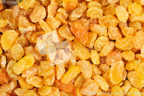 Image of Golden raisins close- up food background 